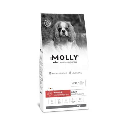 Molly Düşük Tahıllı Hypoallergenic Kuzulu ve Yaban Mersinli Küçük Irk Yetişkin Köpek Maması 8 Kg - 1