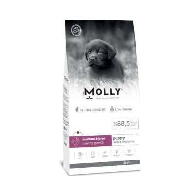 Molly Düşük Tahıllı Hypoallergenic Kuzulu ve Yaban Mersinli Orta ve Büyük Irk Yavru Köpek Maması 2 Kg - 1