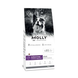 Molly Düşük Tahıllı Hypoallergenic Kuzulu ve Yaban Mersinli Orta ve Büyük Irk Yetişkin Köpek Maması 15 Kg - Molly