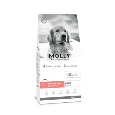 Molly Düşük Tahıllı Hypoallergenic Somonlu Orta ve Büyük Irk Yetişkin Köpek Maması 15 Kg - 1