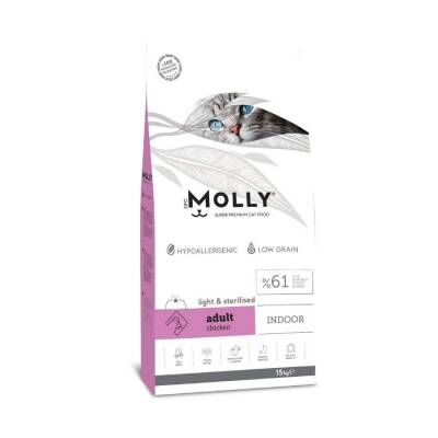 Molly Düşük Tahıllı Hypoallergenic Tavuklu Light Kısırlaştırılmış Yetişkin Kedi Maması 15+1 Kg - 1