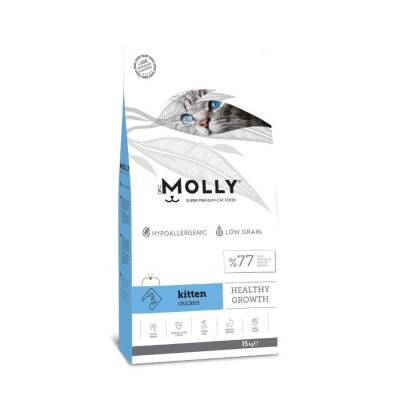 Molly Düşük Tahıllı Hypoallergenic Tavuklu Yavru Kedi Maması 15+1 Kg - 1