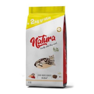 Natura Premium Somonlu Hamsili Yaban Mersinli Düşük Tahıllı Kısırlaştırılmış Yetişkin Kedi Maması 8 kg + 2 kg - 1