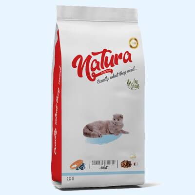 Natura Premium Somonlu Yaban Mersinli Düşük Tahıllı Yetişkin Kedi Maması 2,25 kg - 1