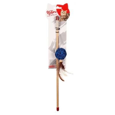 Natura Tüylü Bambu Top Doğal Kedi Olta Oyuncağı 40 cm - 1