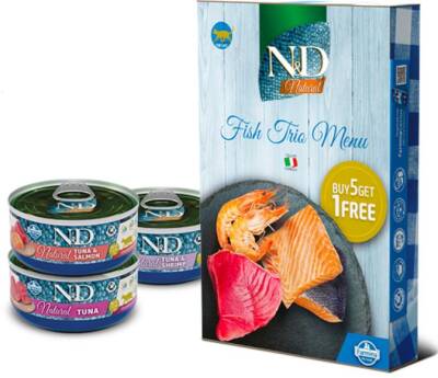 N&D Balık Çeşitleri Kedi Konservesi 70 gr (6 AL 5 ÖDE) - 1