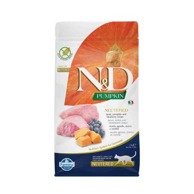 N&D Balkabaklı Kuzu Etli Yaban Mersinli Tahılsız Kısır Kedi Maması 1,5 kg - 1