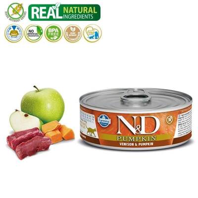 N&D Balkabaklı Tahılsız Geyik Etli Yetişkin Kedi Konservesi 80 gr - 1