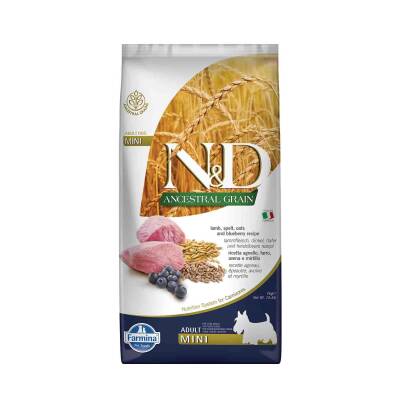 N&D Düşük Tahıllı Kuzu Etli Yaban Mersinli Küçük Irk Yetişkin Köpek Maması 7 kg - 1