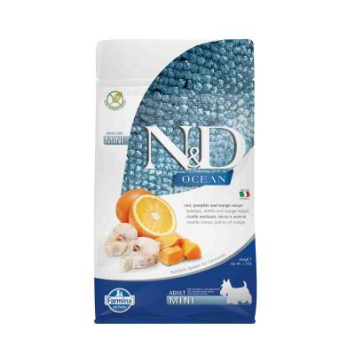 N&D Ocean Bal Kabaklı Morina Balıklı ve Portakallı Tahılsız Küçük Irk Yetişkin Köpek Maması 800 gr - 2