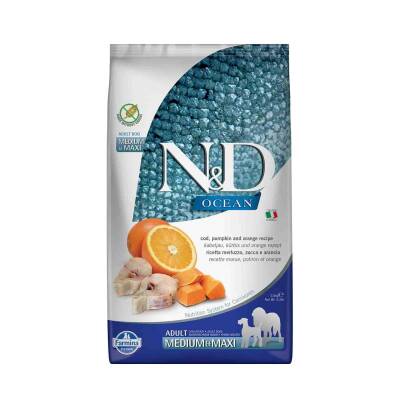 N&D Ocean Balkabaklı Morina Balıklı Medıum ve Maxi Tahılsız Orta ve Büyük Irk Köpek Maması 2,5 kg - 1