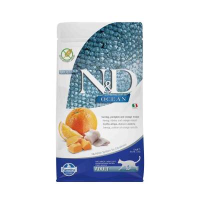 N&D Ocean Balkabaklı Ringa Balık ve Portakallı Yetişkin Kedi Maması 1,5 kg - 1
