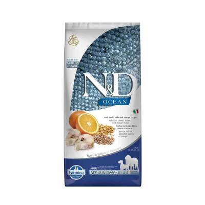 N&D Ocean Düşük Tahıllı Balıklı ve Portakallı Yetişkin Köpek Maması 12 kg - 1
