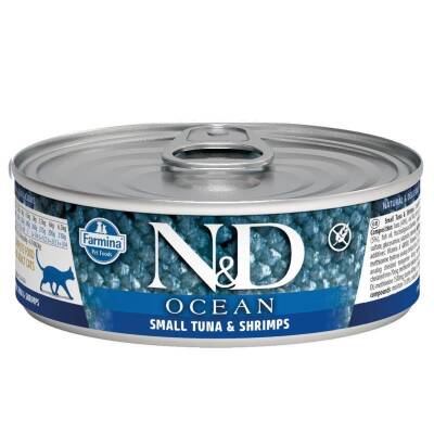 N&D Ocean Levrek ve Mürekkep Balıklı Karidesli Yetişkin Kedi Konservesi 80 gr - 1