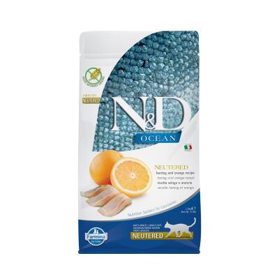N&D Ocean Tahılsız Ringa Balığı ve Portakallı Kısır Kedi Maması 1,5 kg - 1