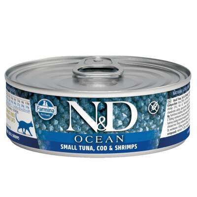 N&D Ocean Ton ve Morina Balıklı Karidesli Yetişkin Kedi Konservesi 80 gr - 1