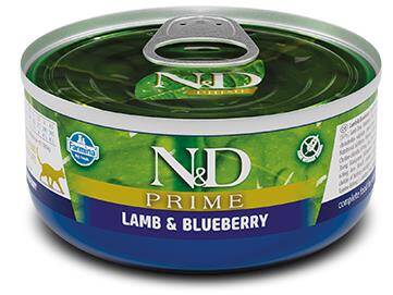 N&D Prime Tahılsız Kuzu Etli ve Yaban Mersinli Yetişkin Kedi Konservesi 70 gr - 1