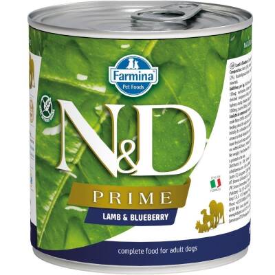 N&D Prime Tahılsız Kuzu Etli ve Yaban Mersinli Yetişkin Köpek Konservesi 285 gr - 1