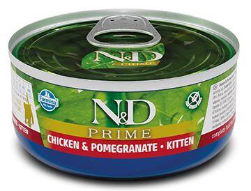 N&D Prime Tahılsız Tavuk ve Nar Yavru Yaş Kedi Konservesi 80 gr - 1