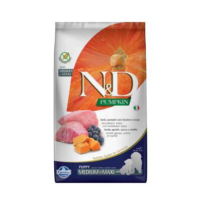 N&D Pumpkin Tahılsız Bal Kabaklı Kuzu Etli Yaban Mersinli Orta ve Büyük Irk Yavru Köpek Maması 2,5 kg - 1