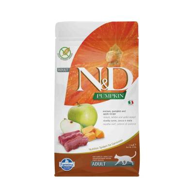 N&D Pumpkin Tahılsız Geyik Etli Bal Kabaklı ve Elmalı Yetişkin Kedi Maması 1,5 kg - 1