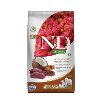 N&D Quinoa Skin Coat Tahılsız Tüy Bakımı Geyik Etli Yetişkin Köpek Maması 2,5 kg - 1