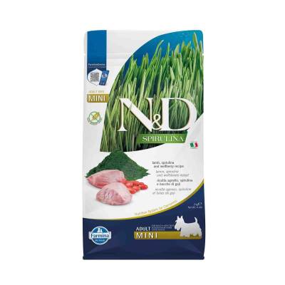 N&D Spirulina Takviyeli Tahılsız Kuzulu Küçük Irk Yetişkin Köpek Maması 2 kg - 1