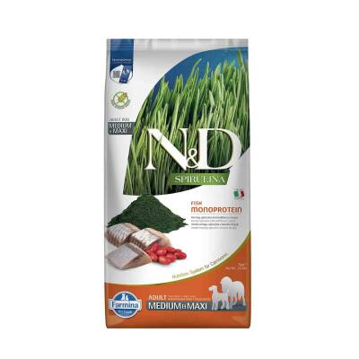 N&D Spirulina Takviyeli Tahılsız Ringa Balıklı Orta ve Büyük Irk Yetişkin Köpek Maması 7 kg - 1