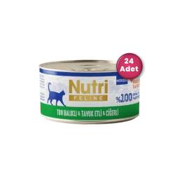 Nutri Feline Mousse Ton Balıklı Tavuk Etli ve Ciğerli Tahılsız Yetişkin Kedi Konservesi 70 gr ( 24 Al 20 Öde ) - Nutri Feline