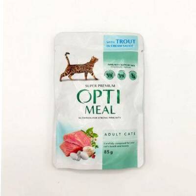 Optimeal Alabalıklı Krema Soslu Yetişkin Kedi Yaş Maması 85 gr - 1