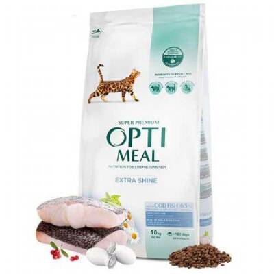 Optimeal Extra Shine Morina Balıklı Probiyotik İçerikli Yetişkin Kedi Maması 10 kg - 1