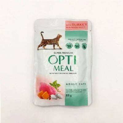 Optimeal Hindili Ciğerli Balkabağı Soslu Yetişkin Kedi Yaş Maması 85 gr - 1