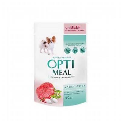 Optimeal Probiyotik İçerikli Sığır Etli Yaş Küçük Irk Yetişkin Köpek Maması 85 gr - 1