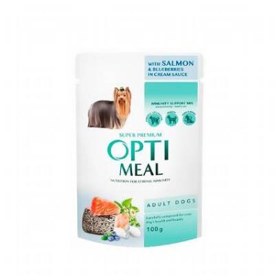 Optimeal Probiyotik İçerikli Somon Balıklı Yaban Mersinli Yaş Küçük Irk Yetişkin Köpek Maması 85 gr - 1