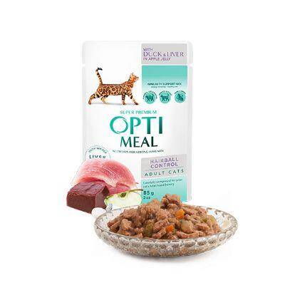Optimeal Süper Premium Ördekli Ciğerli Hairball Yetişkin Yaş Kedi Maması 85 gr - 1