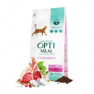 Optimeal Super Premium Sensitive Digestion Hassas Mide ve Deri Yapısına Sahip Kuzu Etli Kedi Maması 10 kg - 1