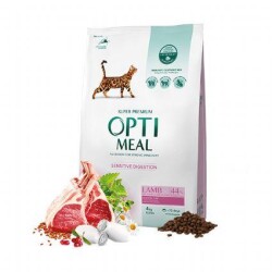 Optimeal Super Premium Sensitive Digestion Hassas Mide ve Deri Yapısına Sahip Kuzu Etli Kedi Maması 4 kg - Optimeal