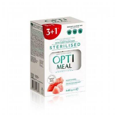 Optimeal Süper Premium Tavuk-Hindi Filetolu Sos İçerisinde Tahılsız Pouch Kısır Kedi Maması 85 gr (4 AL 3 ÖDE) - 1