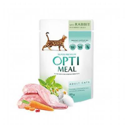 Optimeal Tavşanlı Havuçlu Yetişkin Kedi Yaş Maması 85 gr - 1
