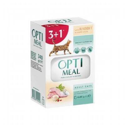 Optimeal Tavşanlı Yetişkin Kedi Yaş Maması 85 gr (4 AL 3 ÖDE) - 1