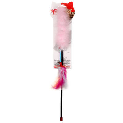 Peluş Tüylü Kedi Olta Oyuncak 45 cm - 1