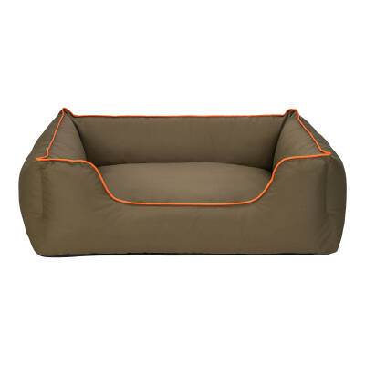 Pet Comfort Alpha Köpek Yatağı Haki w Turuncu Biye L 105x85cm - 1