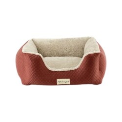 Pet Comfort Echo Kedi ve Köpek Yatağı Tarçın/Ecru Peluş S 60x50cm - Pet Comfort