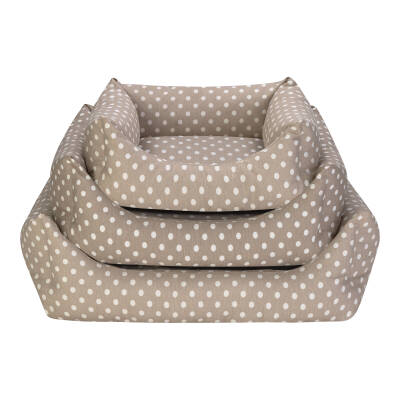 Pet Comfort Uniform Bej Puantiyeli Kedi ve Köpek Yatağı M 60x50cm - 4