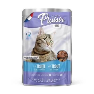 Plaisir Pouch Alabalık Ve Karidesli Yetişkin Kedi Konservesi 100gr - 1