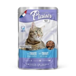 Plaisir Pouch Alabalık ve Karidesli Yetişkin Kedi Konservesi 100 gr - Plaisir