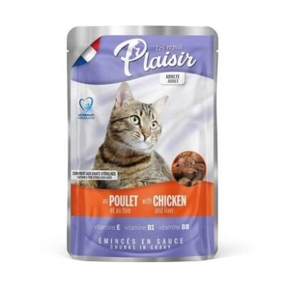Plaisir Pouch Tavuklu ve Ciğerli Yetişkin Kedi Konservesi 100 gr - 1