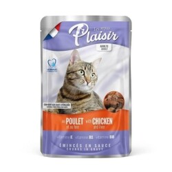 Plaisir Pouch Tavuklu ve Ciğerli Yetişkin Kedi Konservesi 100 gr - Plaisir