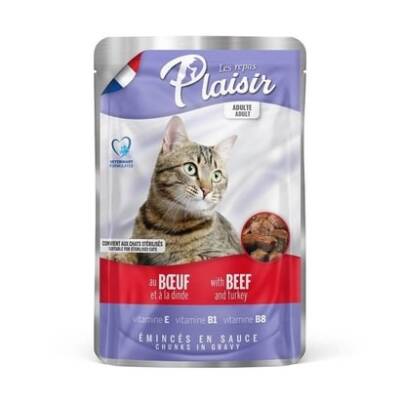 Plaisir Sığır Etli Hindili Pouch Kısırlaştırılmış Kedi Konservesi 100 gr - 1