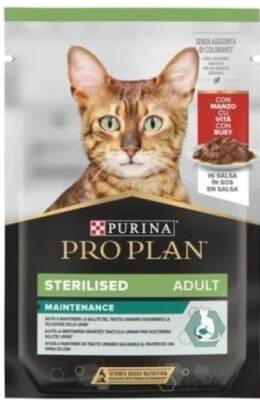 Pro Plan Pouch Sos İçinde Sığır Etli Kısırlaştırılmış Kedi Konservesi 85 gr (12 AL 10 ÖDE) - 1